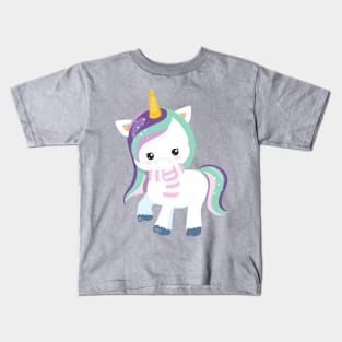 Winter Unicorn, Cute Unicorn, Magic Unicorn, Scarf Kids T-Shirt